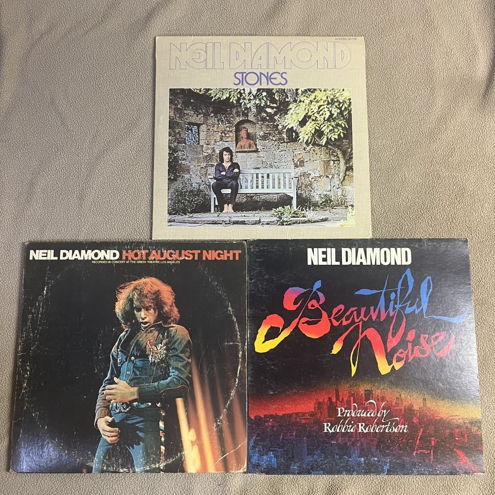 Neil Diamond Vinyl‎ Record Lot Stones Hot August Night Beautiful Noise 3 LP Set